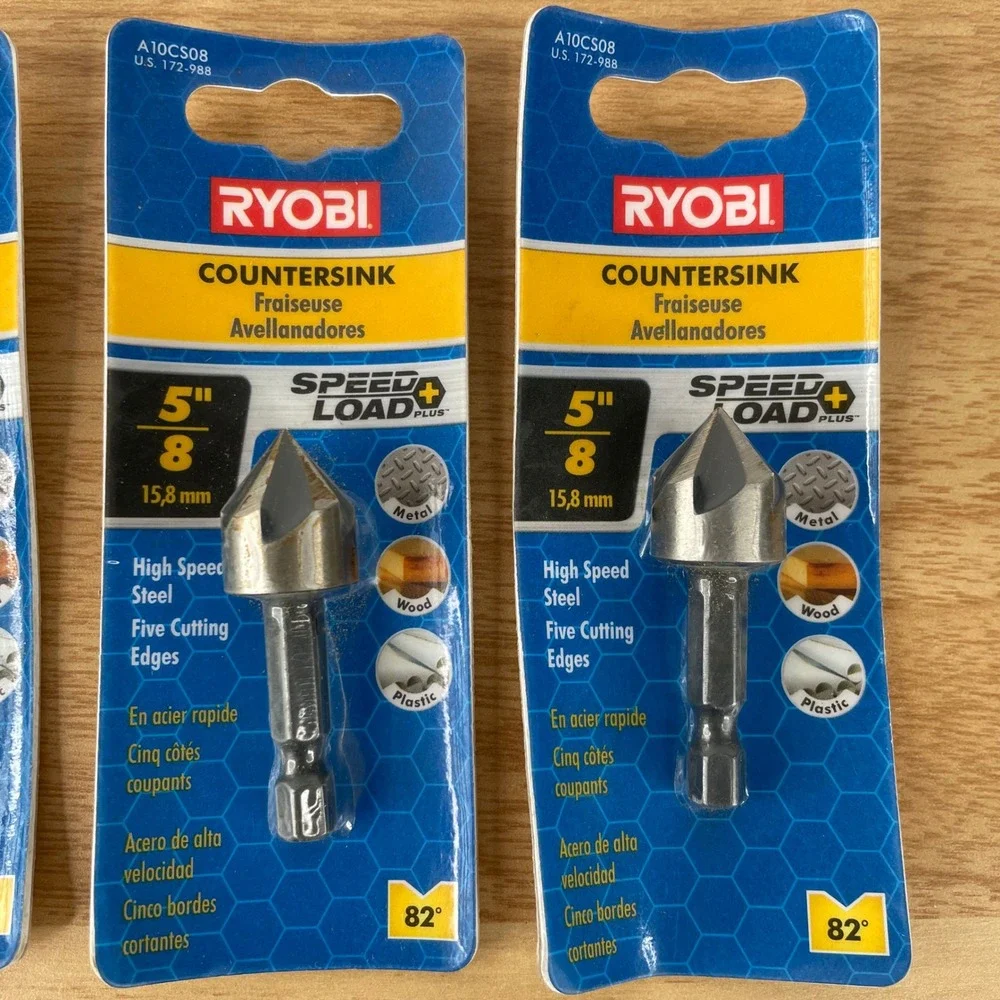 Ryobi 3 Piece Countersink‎ Drill Bit Set SpeedLoad Plus 1/2
